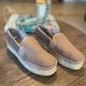 Sam Edelman Circus Rose Gold Pink Shimmer Espadrilles